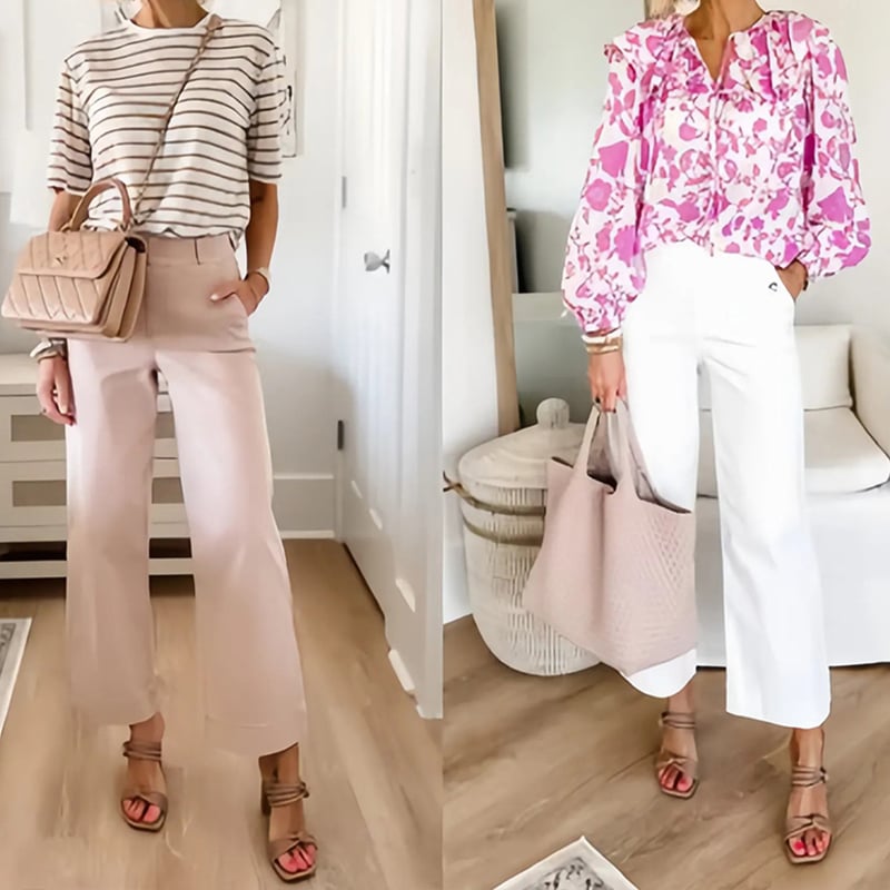 š„2025 HOT SALEš„Stretch Twill Cropped Wide Leg Pants