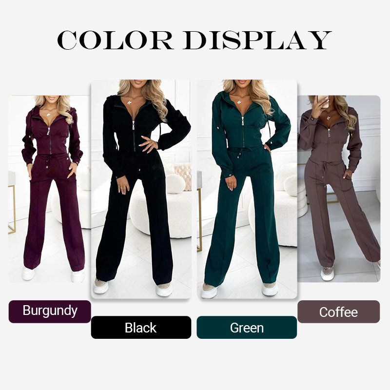 💥Sale hit 50% DISCOUNT👗✨Women's 2-piece full zip-up tracksuit set!