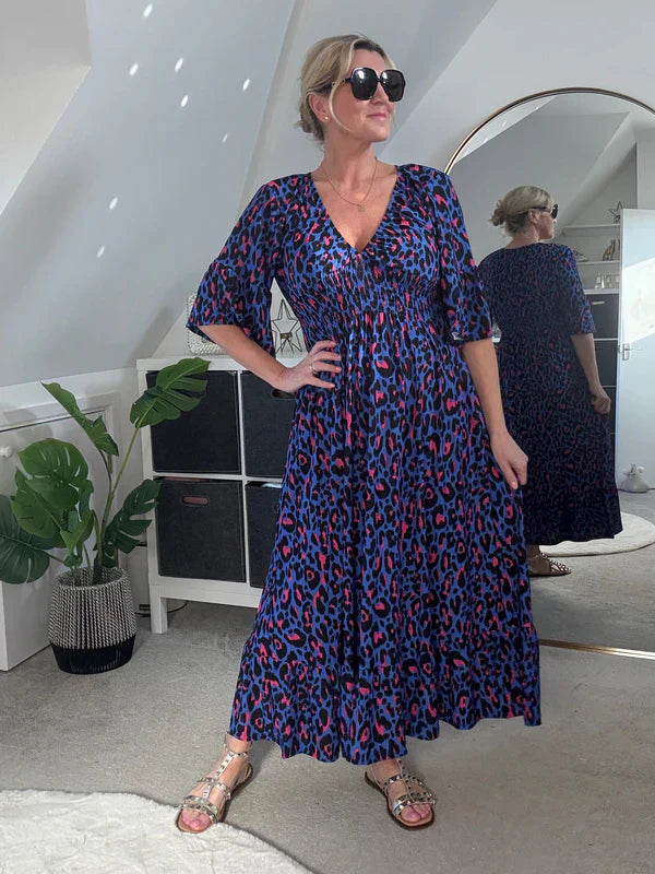 Leopard Shirred Waist Dress