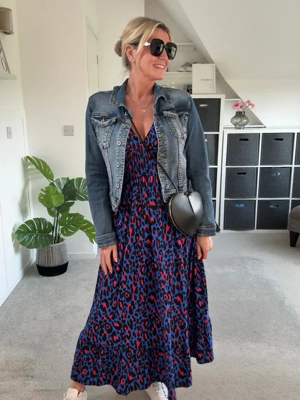 Leopard Shirred Waist Dress