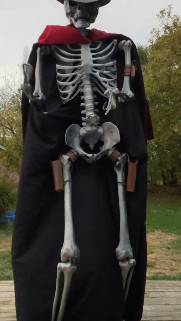 75’’ Poseable Full-Body Skeleton with Cowboy Outfit | Realistic Bones & Movable Joints | Ultimate Halloween Decoration