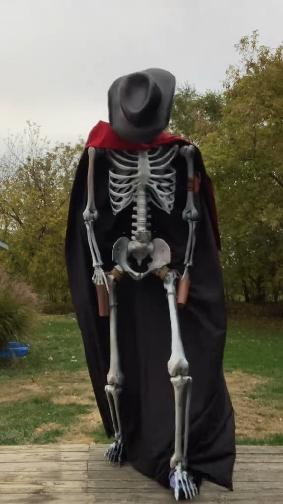 75’’ Poseable Full-Body Skeleton with Cowboy Outfit | Realistic Bones & Movable Joints | Ultimate Halloween Decoration