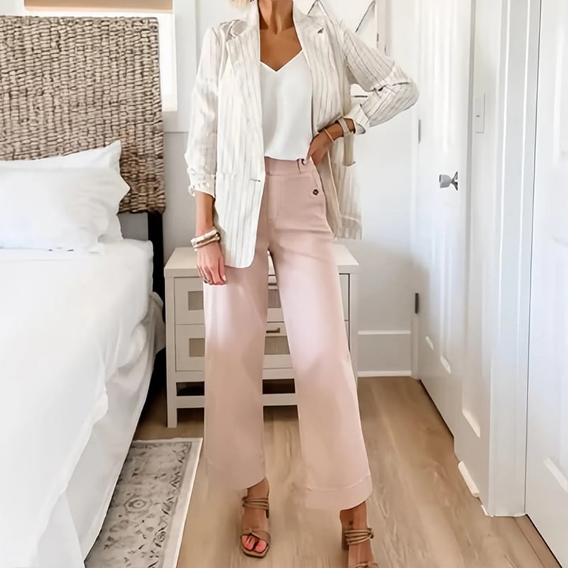 š„2025 HOT SALEš„Stretch Twill Cropped Wide Leg Pants