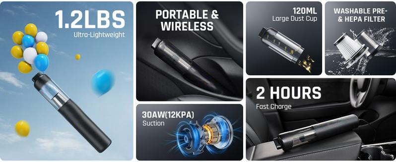๐ฅSlim V8 Mate Cordless Car Vacuum High Power 12000Pa/30AW