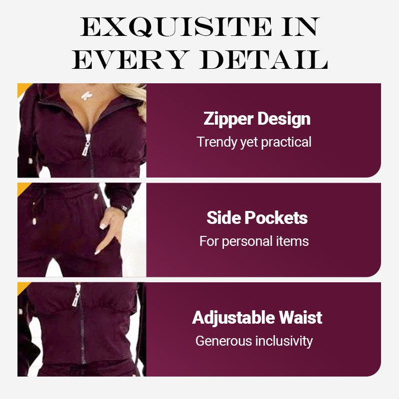 💥Sale hit 50% DISCOUNT👗✨Women's 2-piece full zip-up tracksuit set!