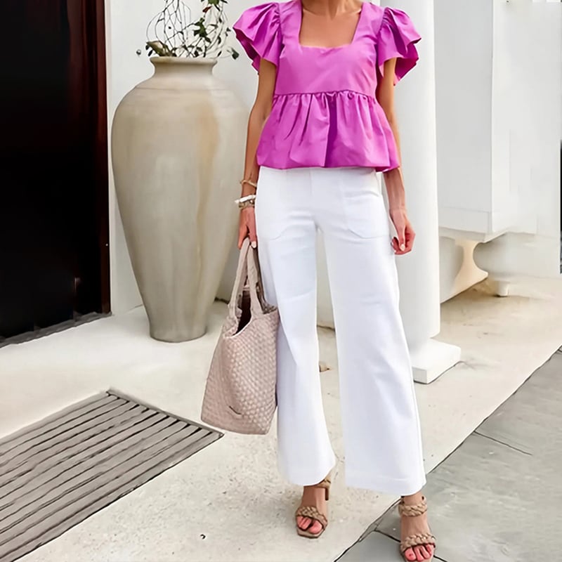 š„2025 HOT SALEš„Stretch Twill Cropped Wide Leg Pants