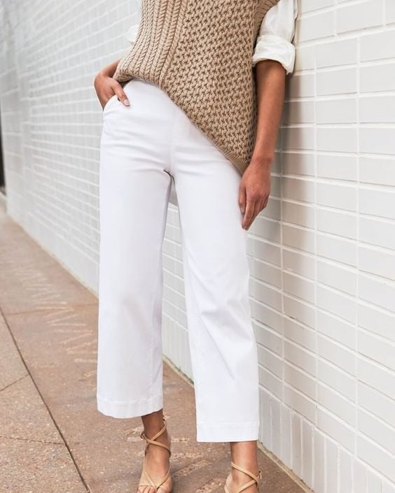 š„2025 HOT SALEš„Stretch Twill Cropped Wide Leg Pants
