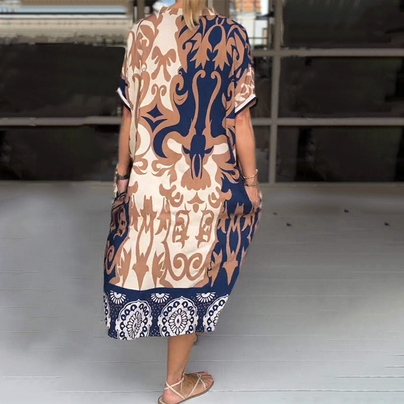 ๐49% off๐ Printed V-neck loose midi dress