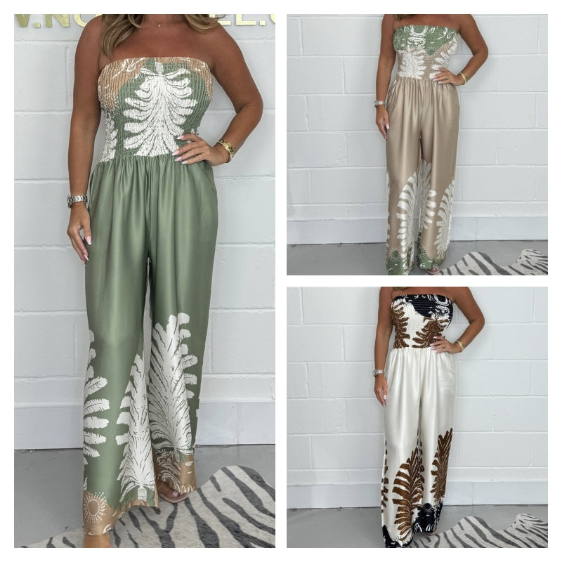 ๐ฅ 49 % OFF ๐๐Womenโs Sexy Summer Print Loose Fit Strapless Jumpsuit