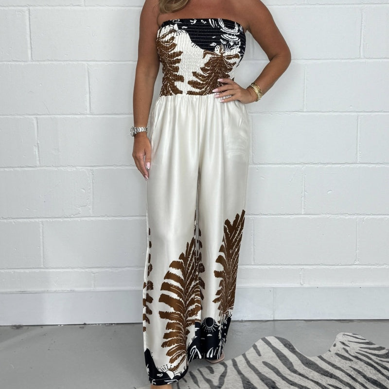 ๐ฅ 49 % OFF ๐๐Womenโs Sexy Summer Print Loose Fit Strapless Jumpsuit