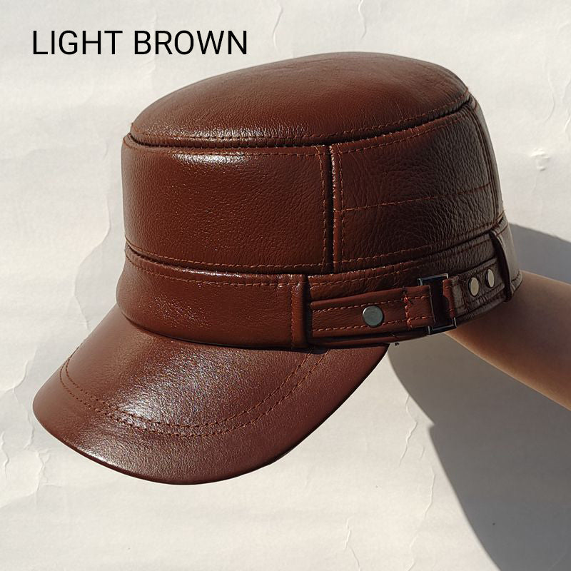 🎊Year-End Sales - 50% OFF 🎊PU Leather Flat Top Warm Baseball Cap
