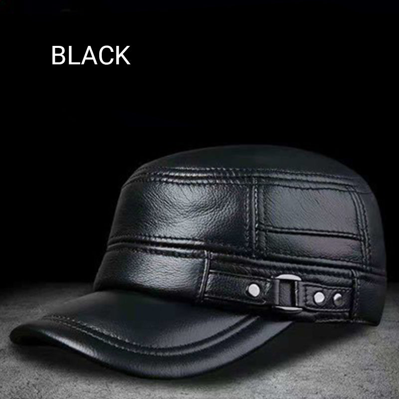 🎊Year-End Sales - 50% OFF 🎊PU Leather Flat Top Warm Baseball Cap
