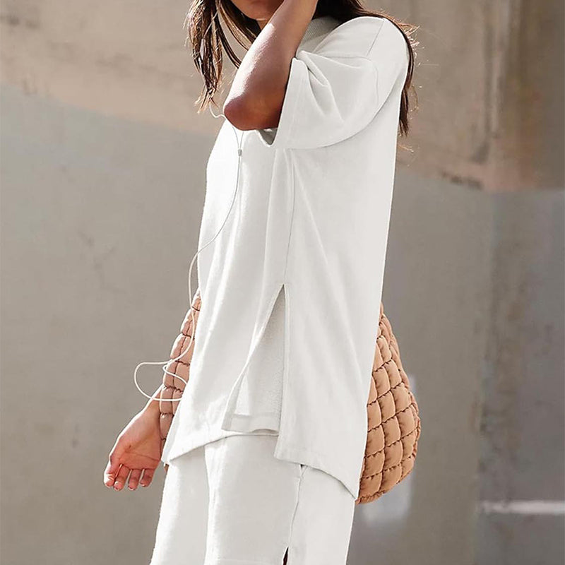 Women's Casual Slit Top & Shorts 2-Piece Set