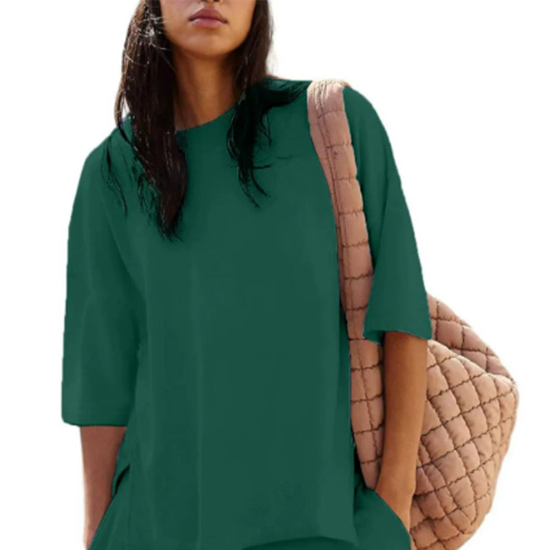 Women's Casual Slit Top & Shorts 2-Piece Set
