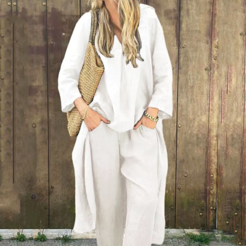 đź’•Limited Sale 50% OFFđź’•Women's Summer Loose Pocket V-Neck 2-Piece Set