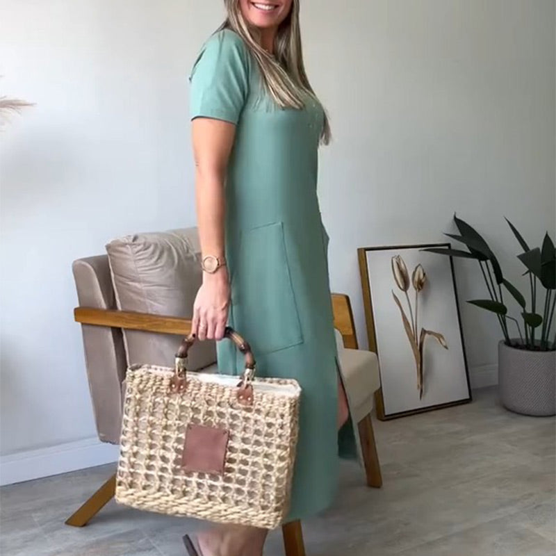 Women’s T-Shirt Midi Dress with Pockets
