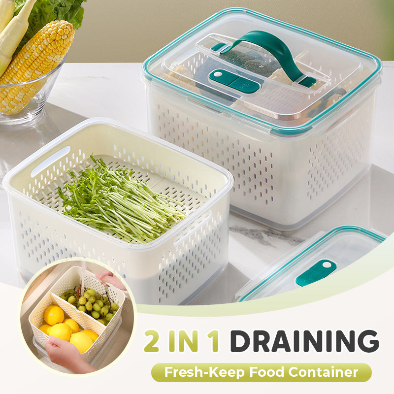 🔥Summer Hot Sale 50% OFF💝2 in 1 Draining Fresh-Keep Food Container