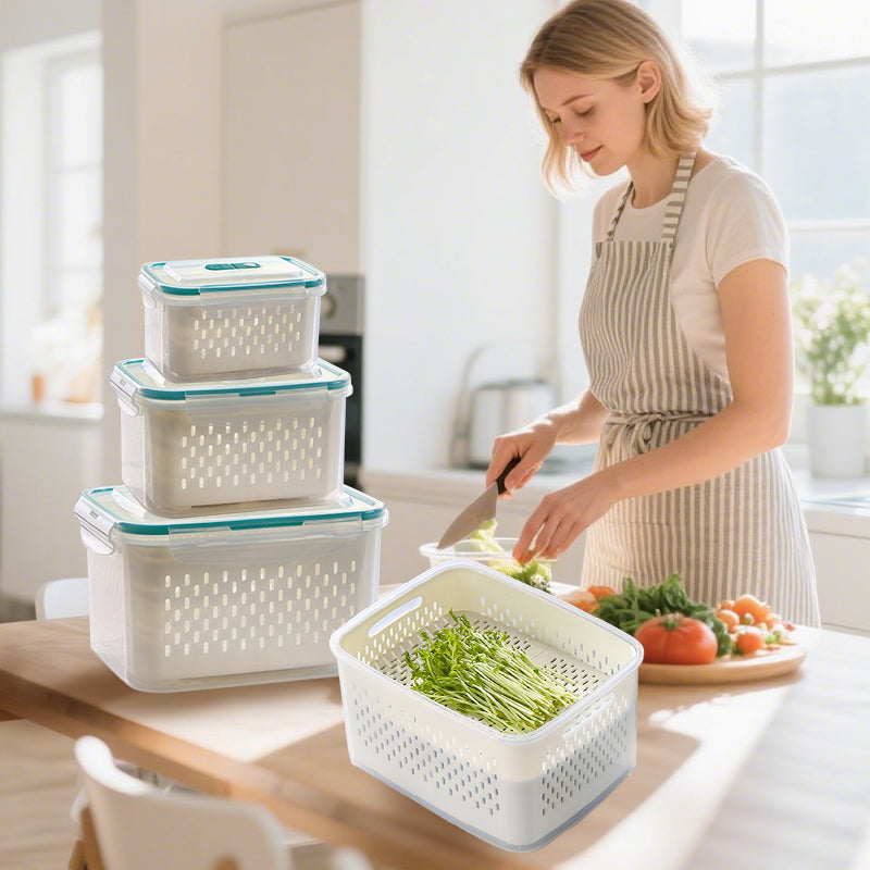 🔥Summer Hot Sale 50% OFF💝2 in 1 Draining Fresh-Keep Food Container