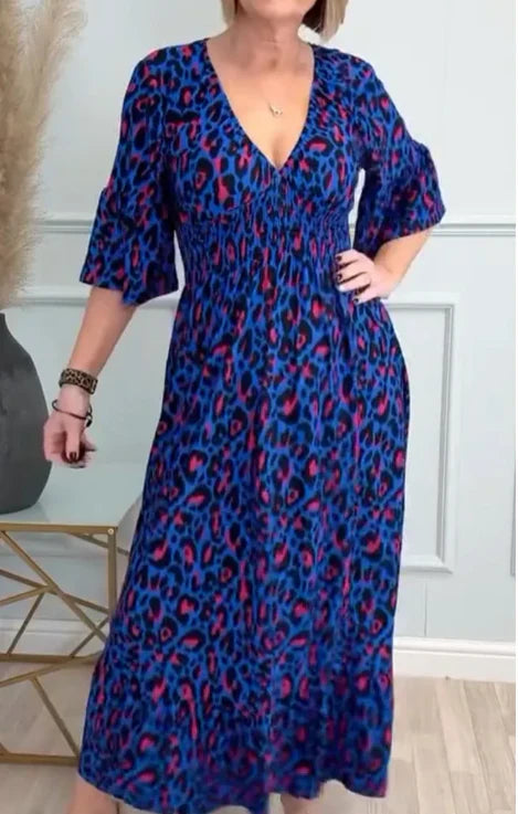 Leopard Shirred Waist Dress