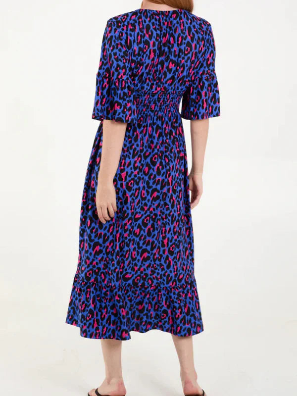 Leopard Shirred Waist Dress