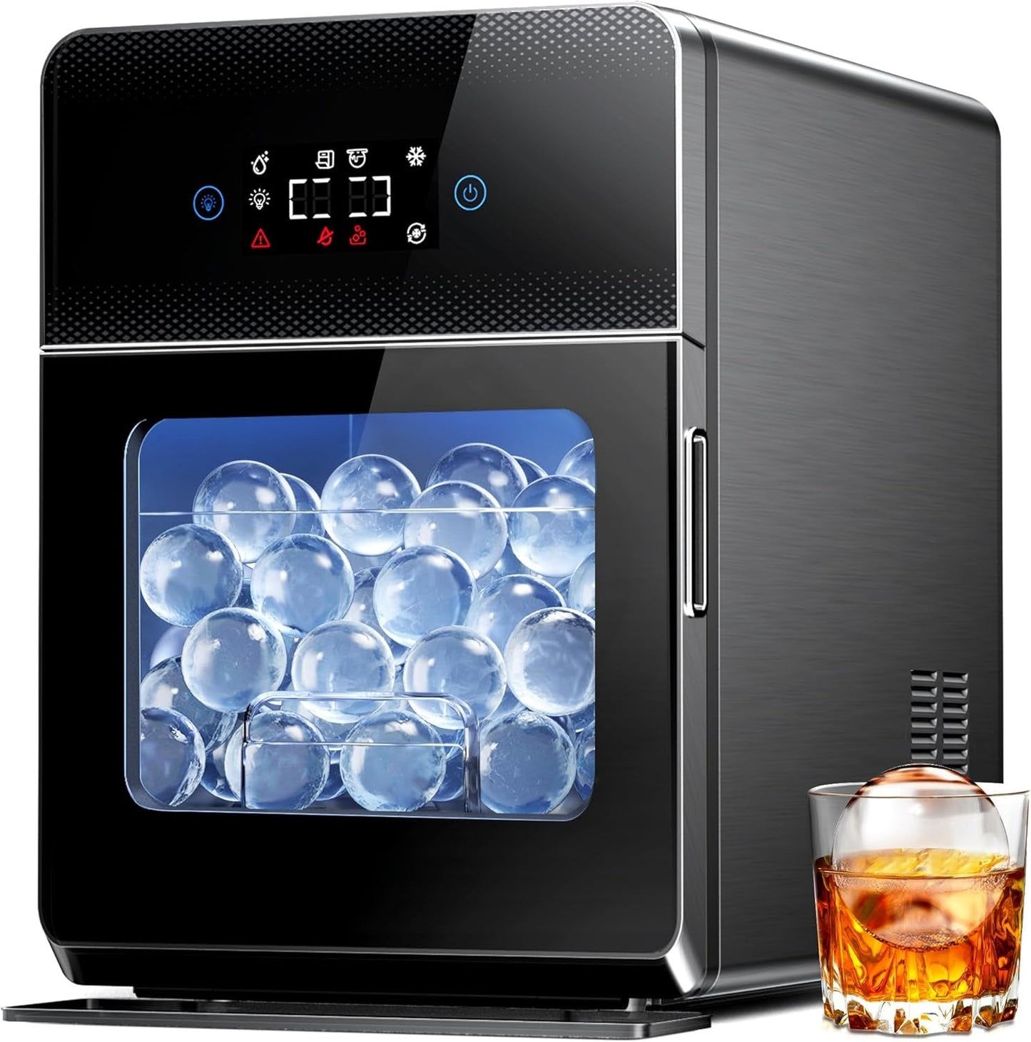 2inch Ice Ball Maker – 4 pcs Round Cubes in 35 Mins, 144pcs/Day, Clear Sphere Ice Maker Machine for Whiskey, Bourbon & Cocktails, Self-Cleaning, Auto Water Supply, for Home Bar & Parties