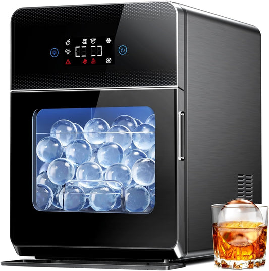 2inch Ice Ball Maker – 4 pcs Round Cubes in 35 Mins, 144pcs/Day, Clear Sphere Ice Maker Machine for Whiskey, Bourbon & Cocktails, Self-Cleaning, Auto Water Supply, for Home Bar & Parties