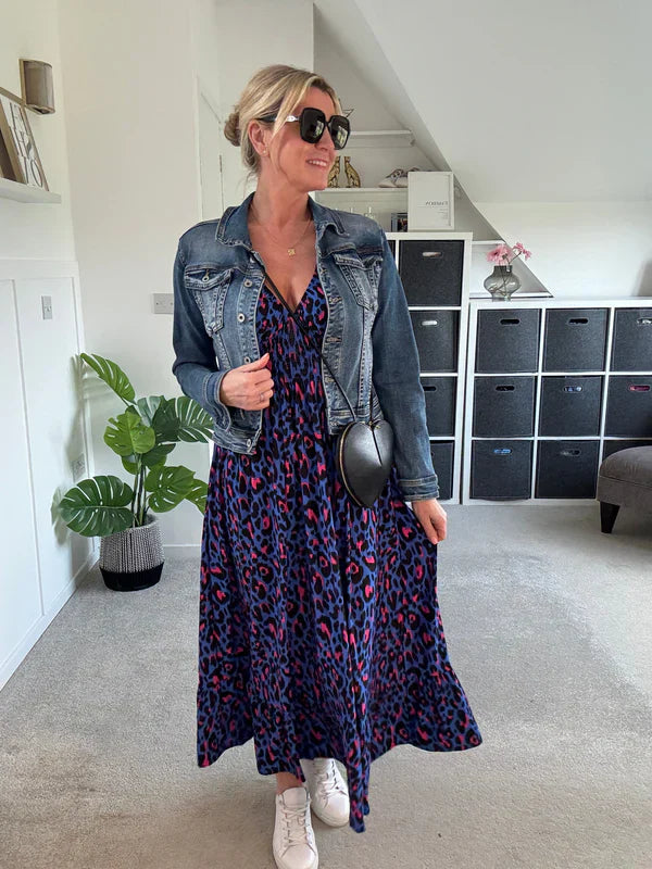 Leopard Shirred Waist Dress