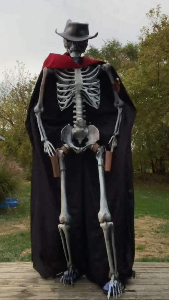 75’’ Poseable Full-Body Skeleton with Cowboy Outfit | Realistic Bones & Movable Joints | Ultimate Halloween Decoration