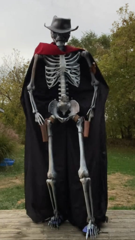 75’’ Poseable Full-Body Skeleton with Cowboy Outfit | Realistic Bones & Movable Joints | Ultimate Halloween Decoration