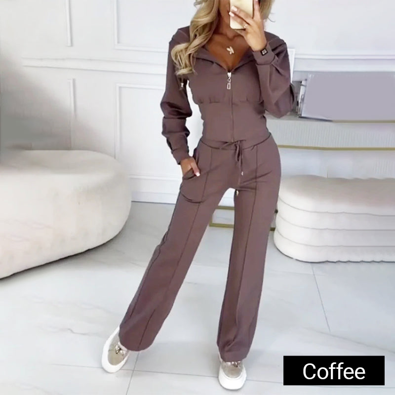 💥Sale hit 50% DISCOUNT👗✨Women's 2-piece full zip-up tracksuit set!
