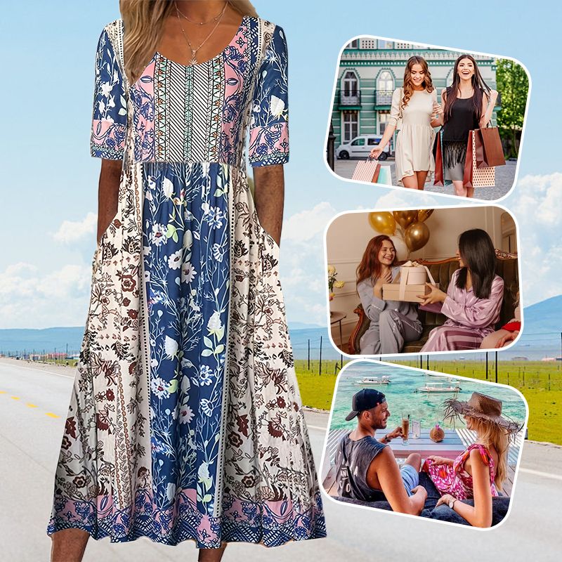 49% OFF🔥Women’s Elegant Bohemian Print Dress