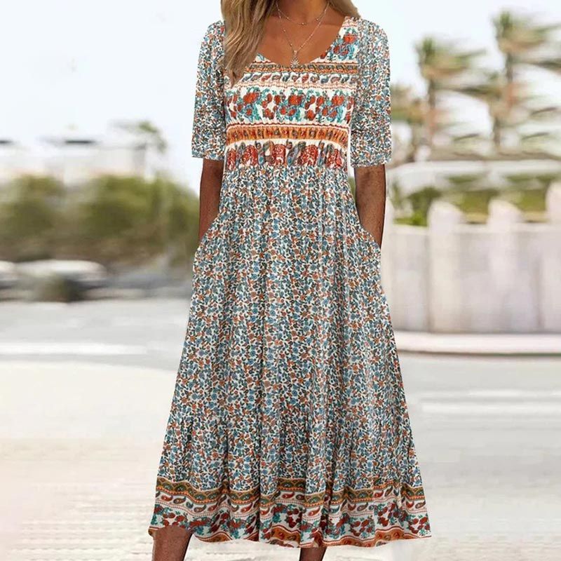 49% OFF🔥Women’s Elegant Bohemian Print Dress