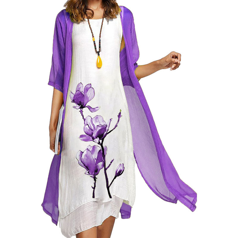 Women's Two-Piece Floral Print Suit Dress