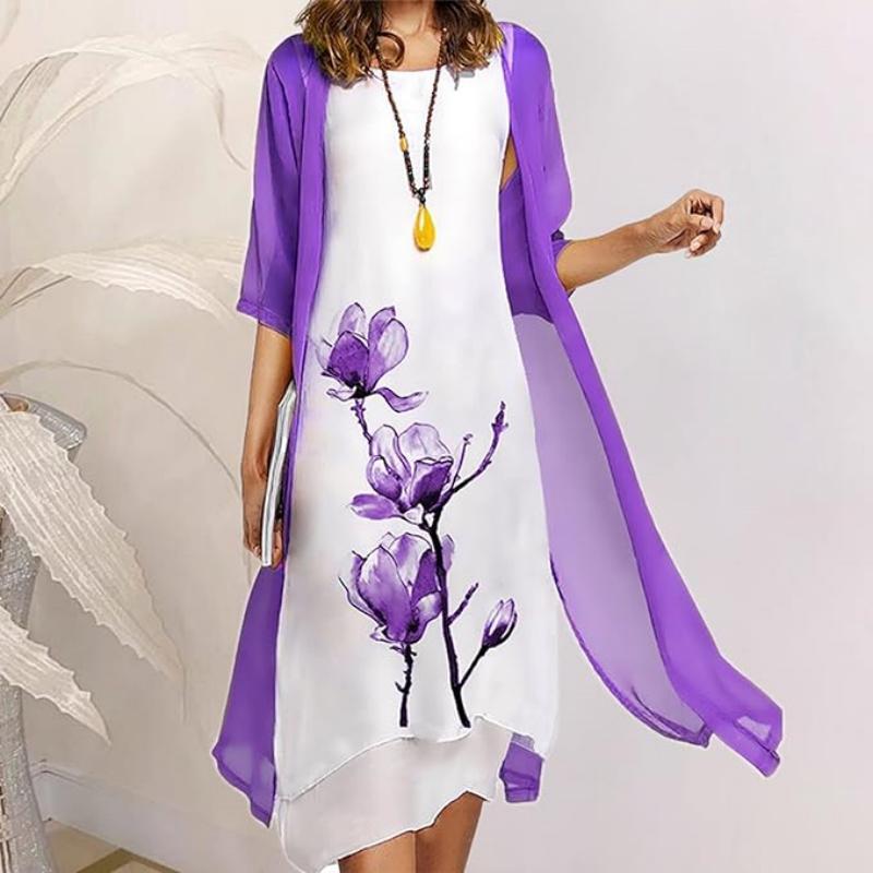 Women's Two-Piece Floral Print Suit Dress