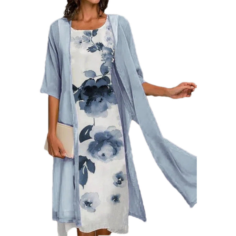 Women's Two-Piece Floral Print Suit Dress