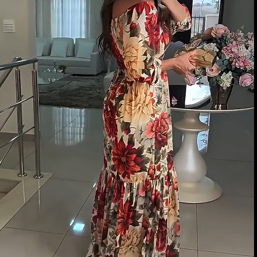 🌹HOT SALE 50% OFF🌹Women's V-Neck Floral Printed Pleated Dress