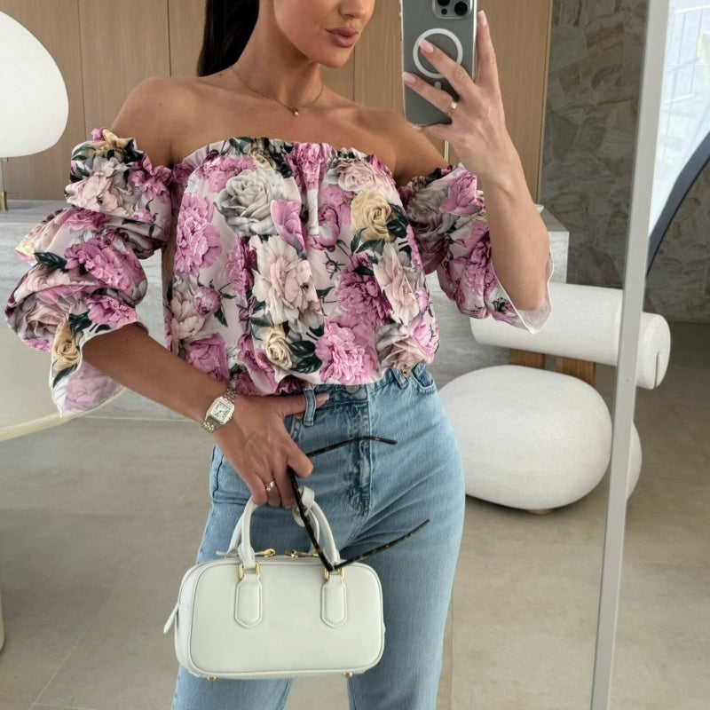 🌸Spring Specials🌸Floral Print Smocked Off-the-Shoulder Top