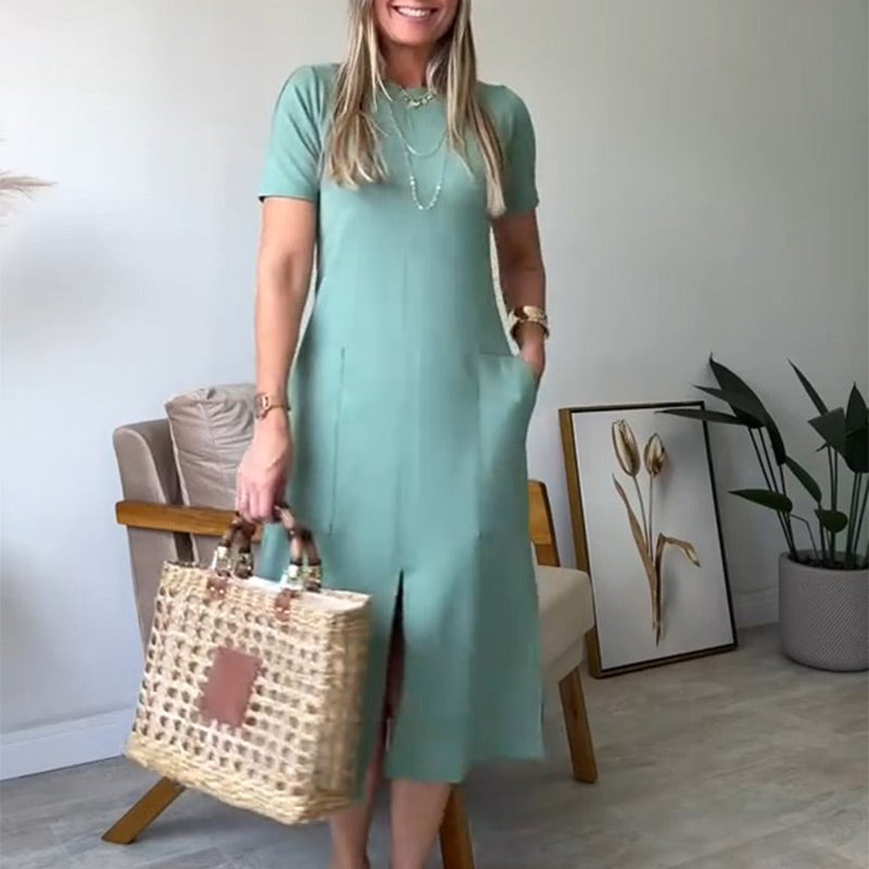 Women’s T-Shirt Midi Dress with Pockets