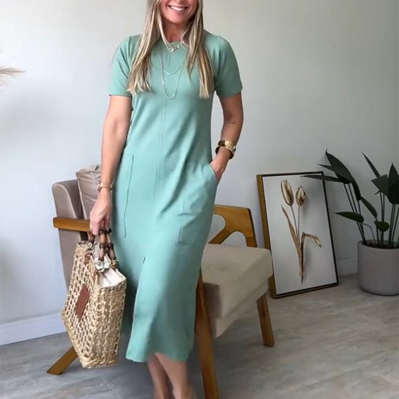 Women’s T-Shirt Midi Dress with Pockets