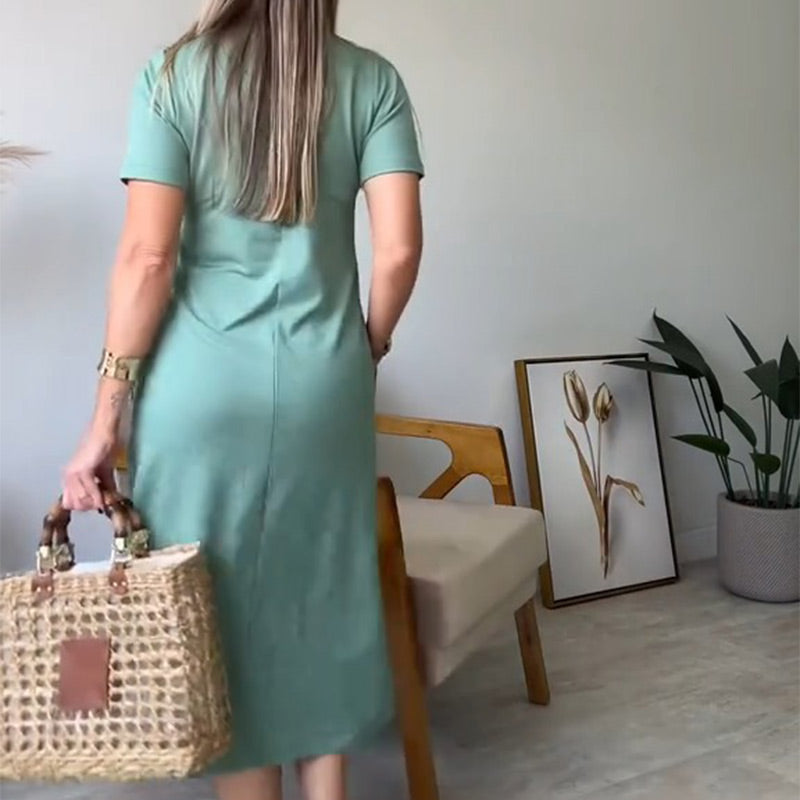 Women’s T-Shirt Midi Dress with Pockets