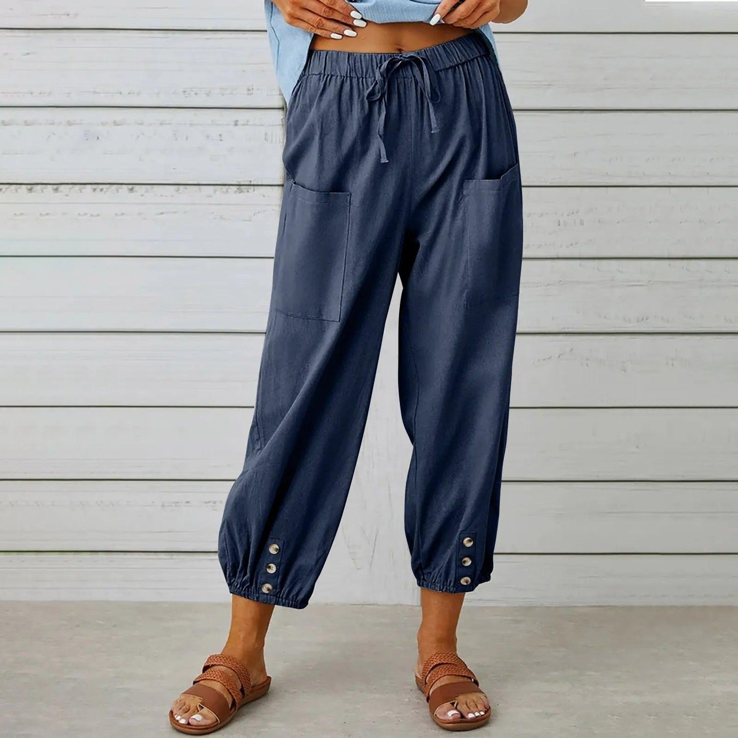🔥Big Sale 50% OFF🔥Women's Capri Pants Wide Leg Drawstring👖