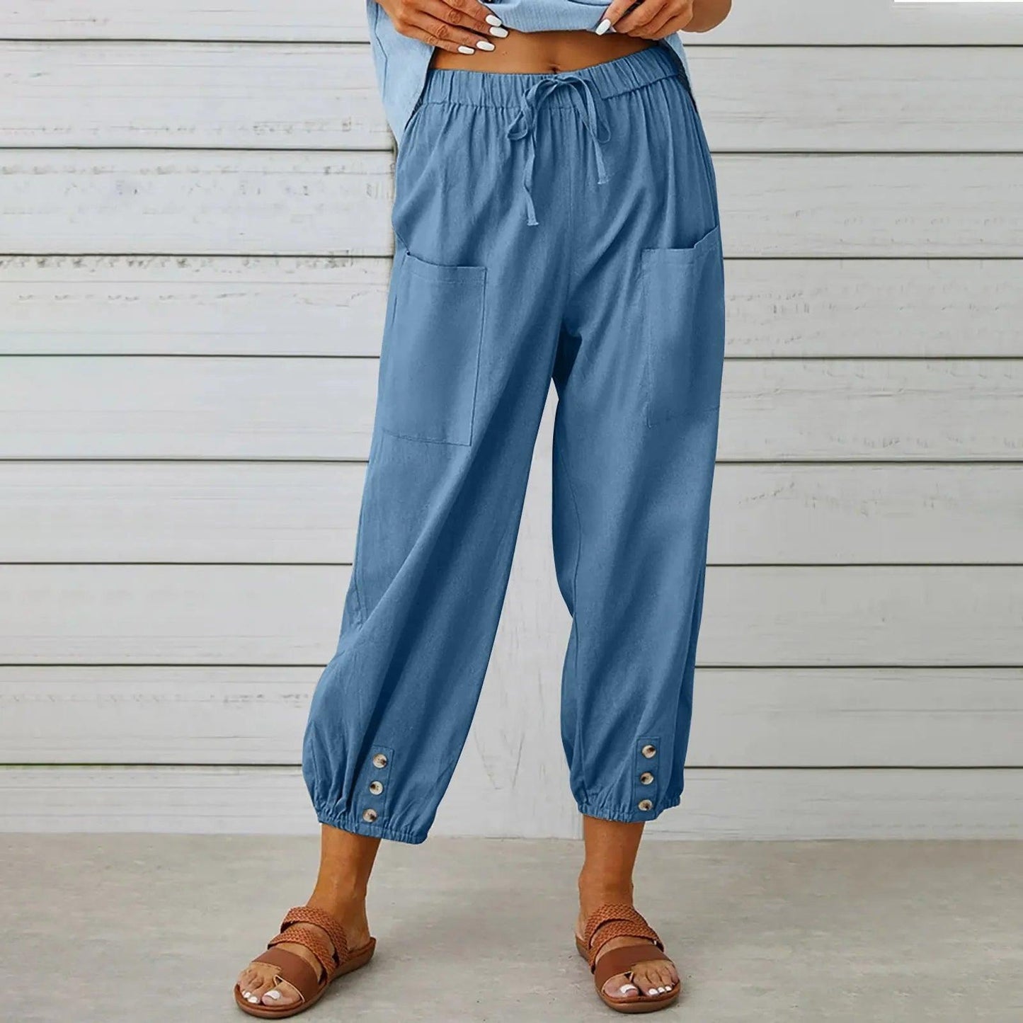 🔥Big Sale 50% OFF🔥Women's Capri Pants Wide Leg Drawstring👖