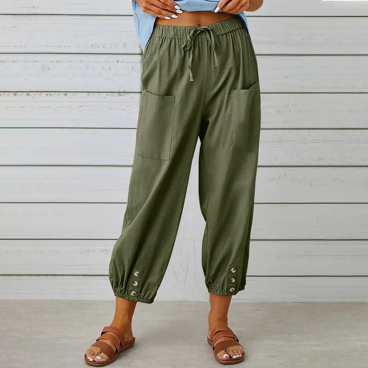 🔥Big Sale 50% OFF🔥Women's Capri Pants Wide Leg Drawstring👖