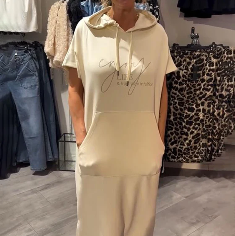 🔥Factory Direct Sales🌸Women’s Solid Short-Sleeve Hooded Long Dress💐