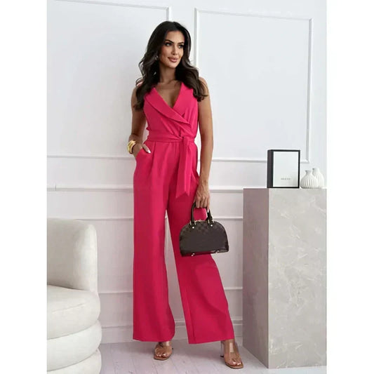 ☀️Women's Sleeveless V-Neck Solid Jumpsuit🕊️