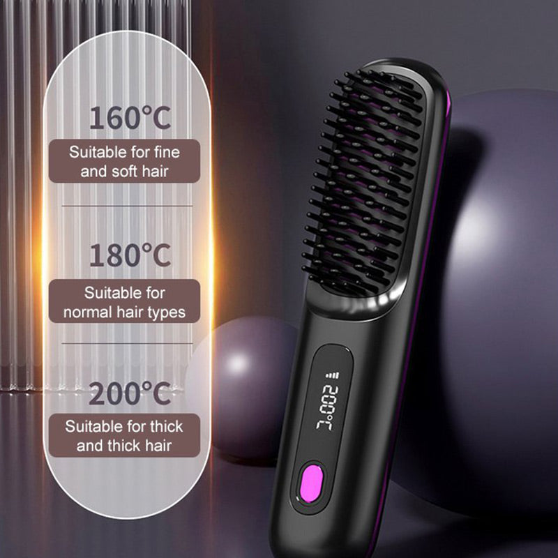 🔥Summer Hot Sale🎁Wireless Ceramic Heating Hair Straightening Comb