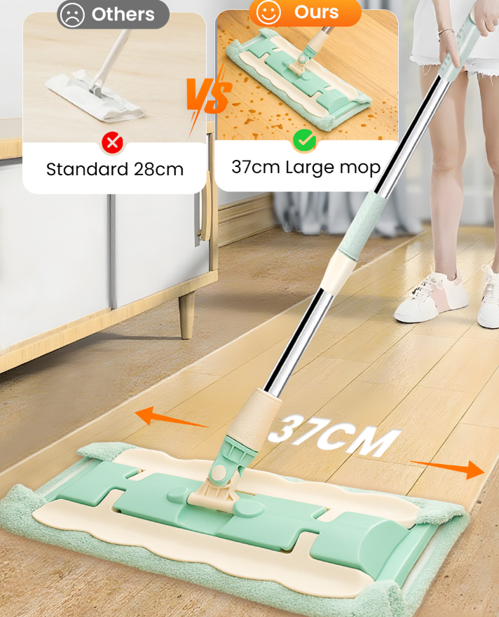 🔥Hot Sale 50% OFF⏳Flat Mop with Stainless Steel Handle with Reusable Washable Mop Cloths